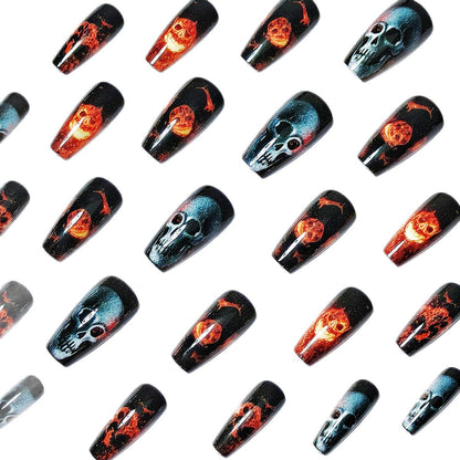 Artistic Skull & Flames Nail Art Designs Acalora