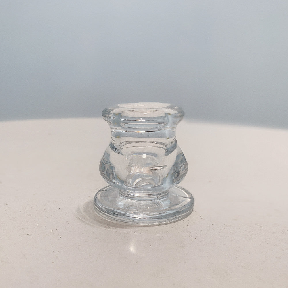 Glass Taper Candle Holder with Curved Weighted Base Acalora