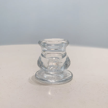 Glass Taper Candle Holder with Curved Weighted Base Acalora
