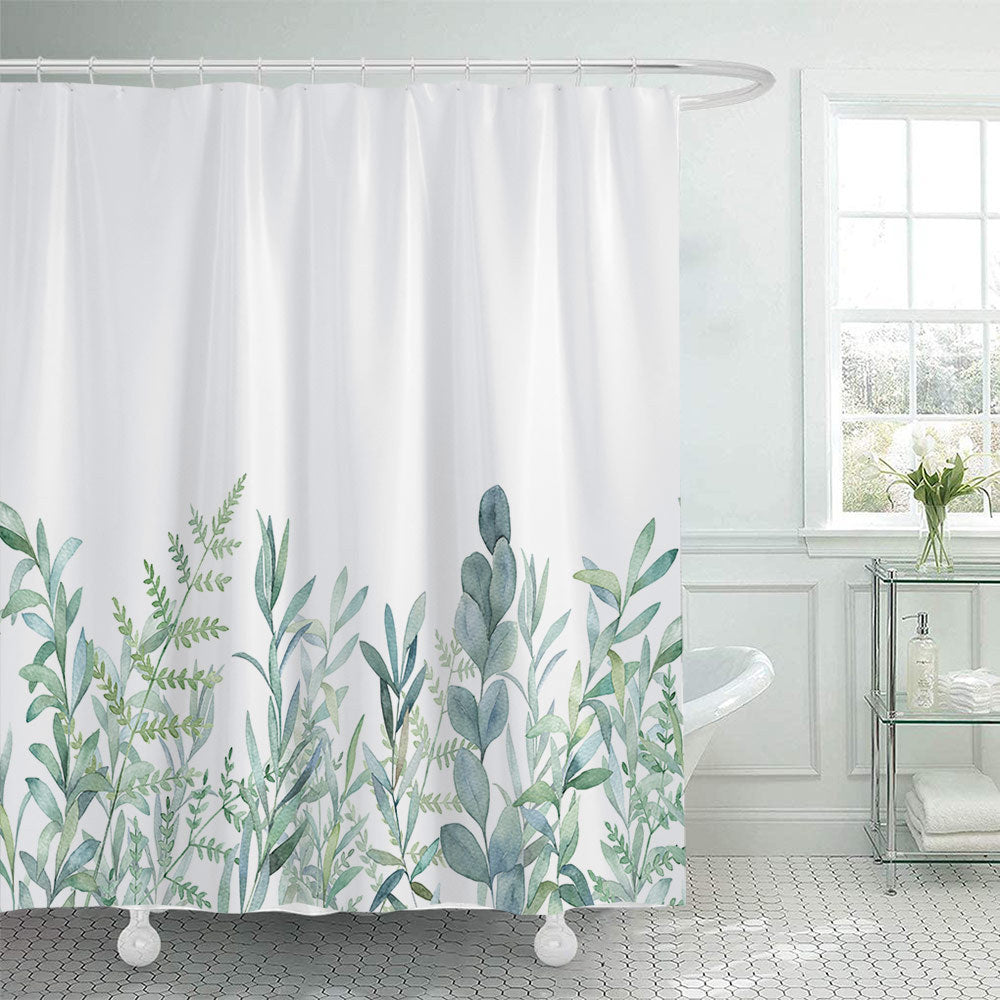 Botanical Leaf Pattern Shower Curtain
