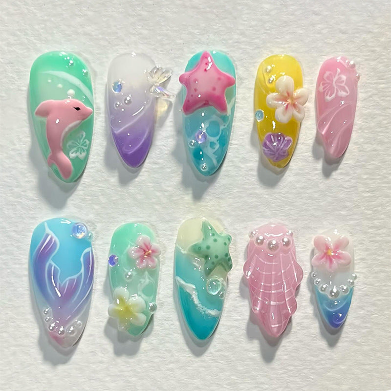 Artistic Underwater-Themed Press-On Nails Acalora