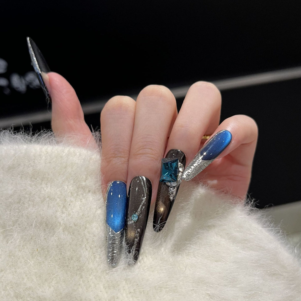 Stiletto Nail Art Set with Galactic Design Acalora