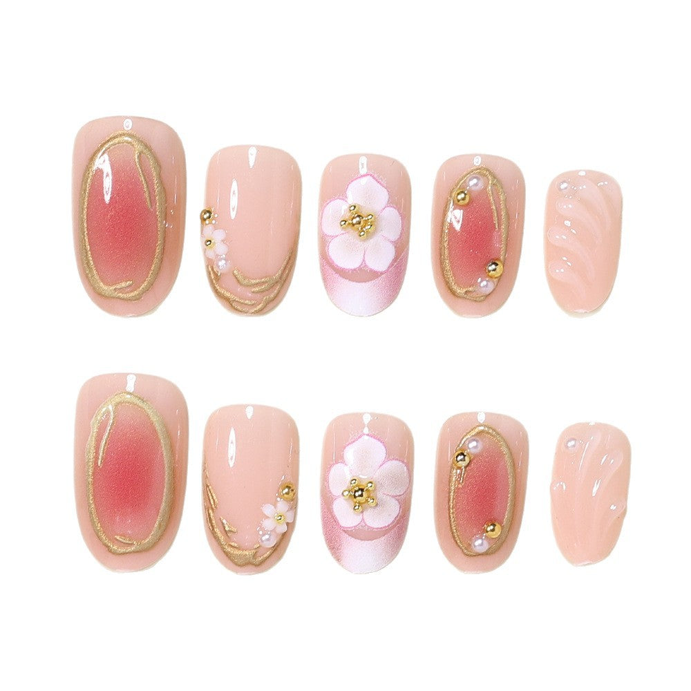 Floral Embellished Press-On Nail Art Set Acalora