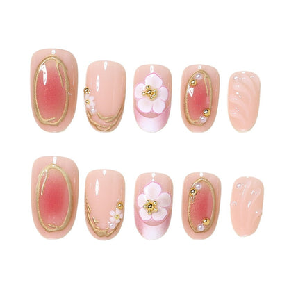 Floral Embellished Press-On Nail Art Set Acalora
