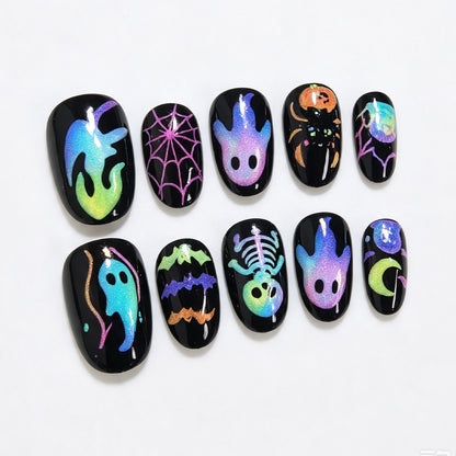 Spooky Themed Press-On Nail Art Set Acalora