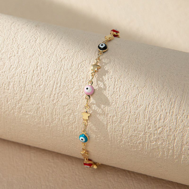 Colorful Beaded Charm Anklet Acalora