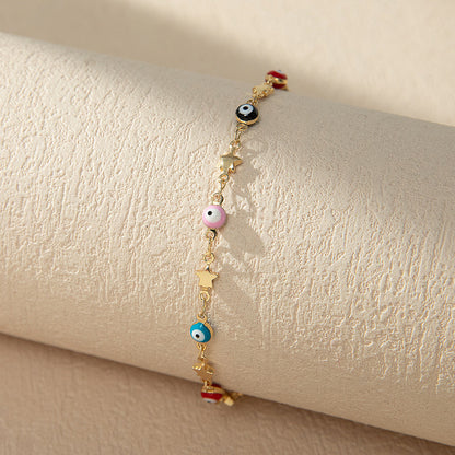 Colorful Beaded Charm Anklet Acalora