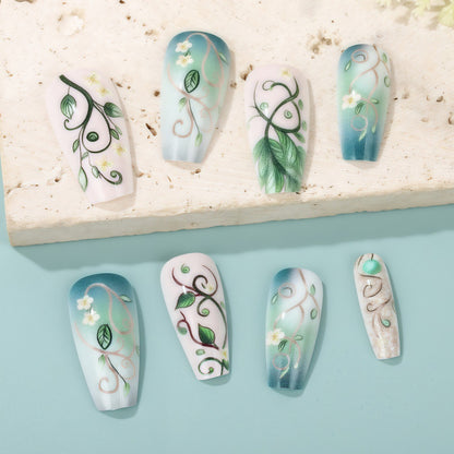 Artificial Nails Set with Floral Designs Acalora