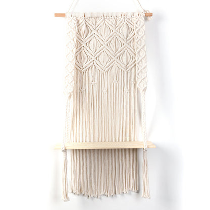 Macramé Wall Shelf with Integrated Plant Holder Acalora