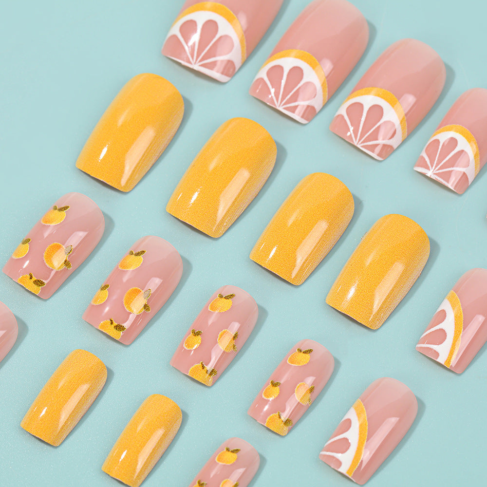 Artificial Nail Set with Fruity Lemon Design Acalora