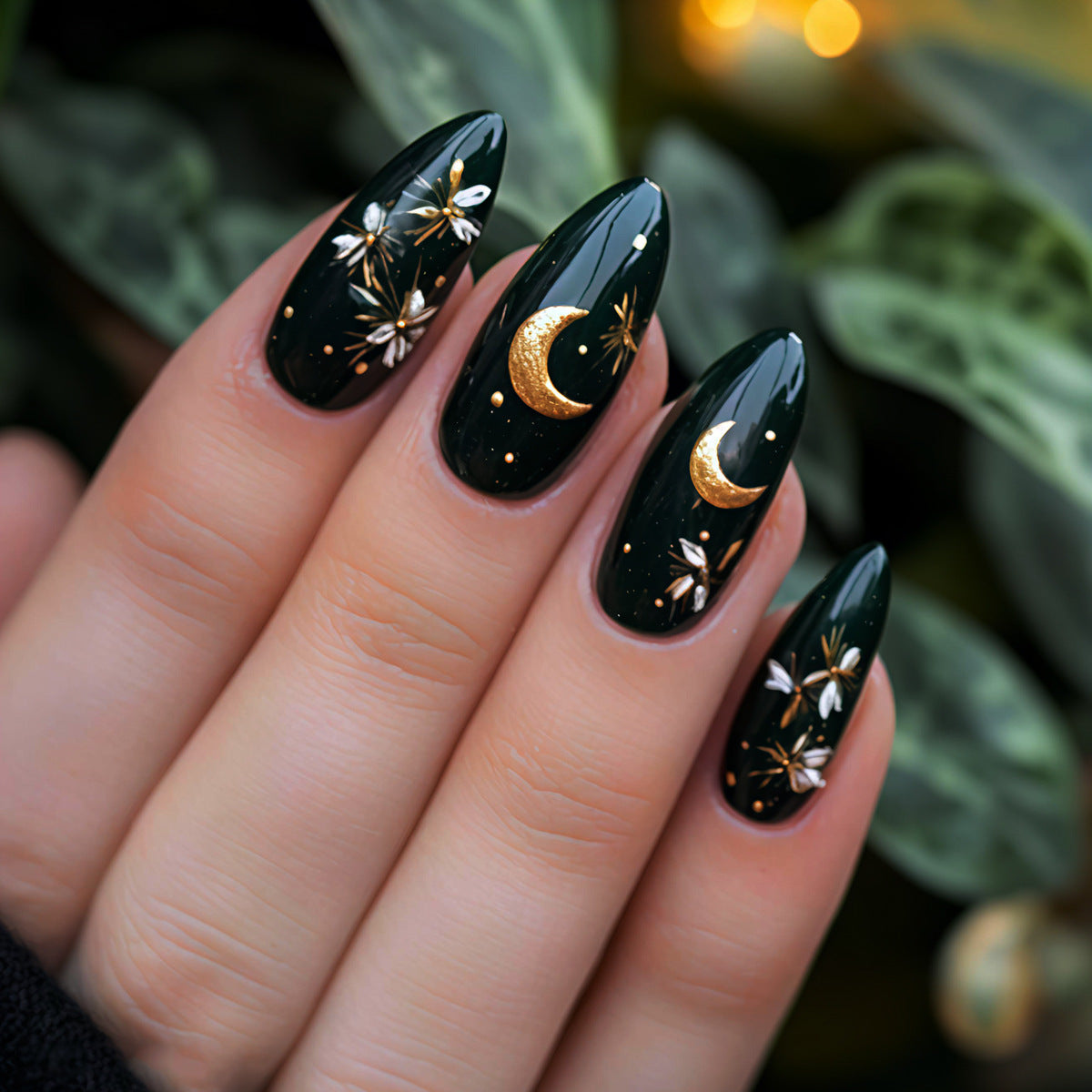 Celestial Floral Nail Art Acalora
