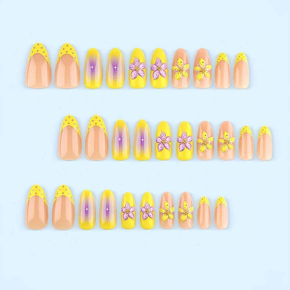 Premium Artificial Nails with intricate floral decorations Acalora
