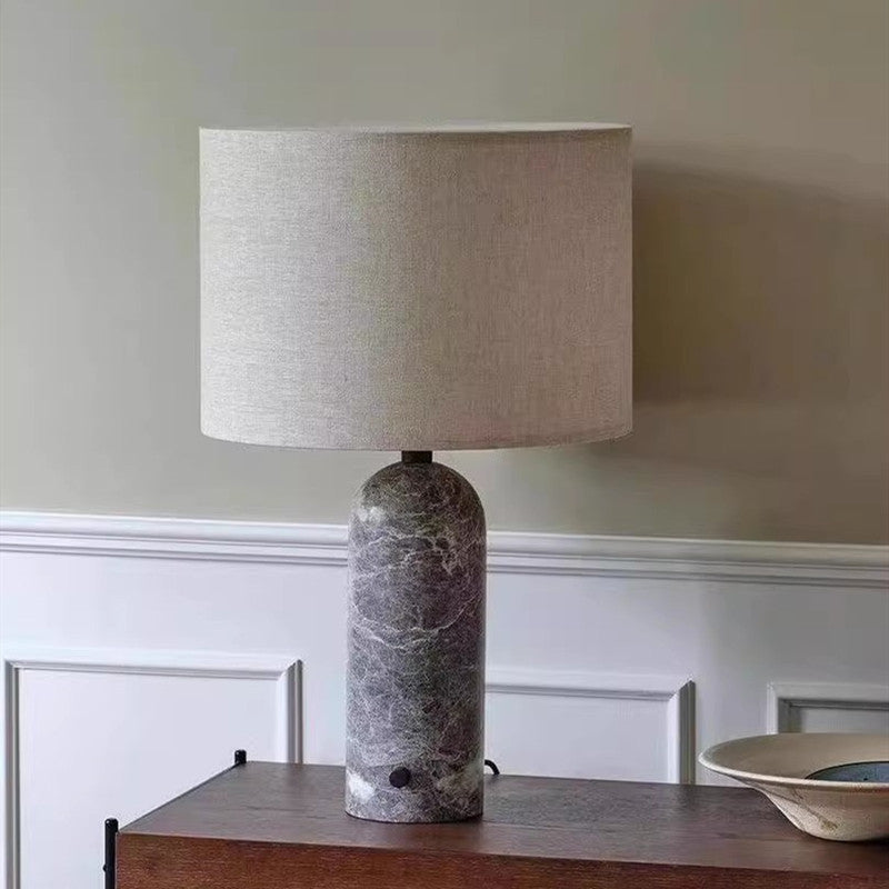 Contemporary Marble Table Lamp with Soft Linen Shade
