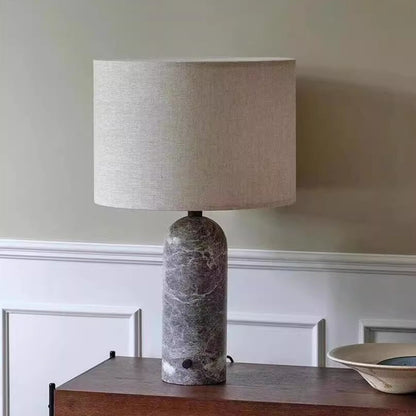 Contemporary Marble Table Lamp with Soft Linen Shade