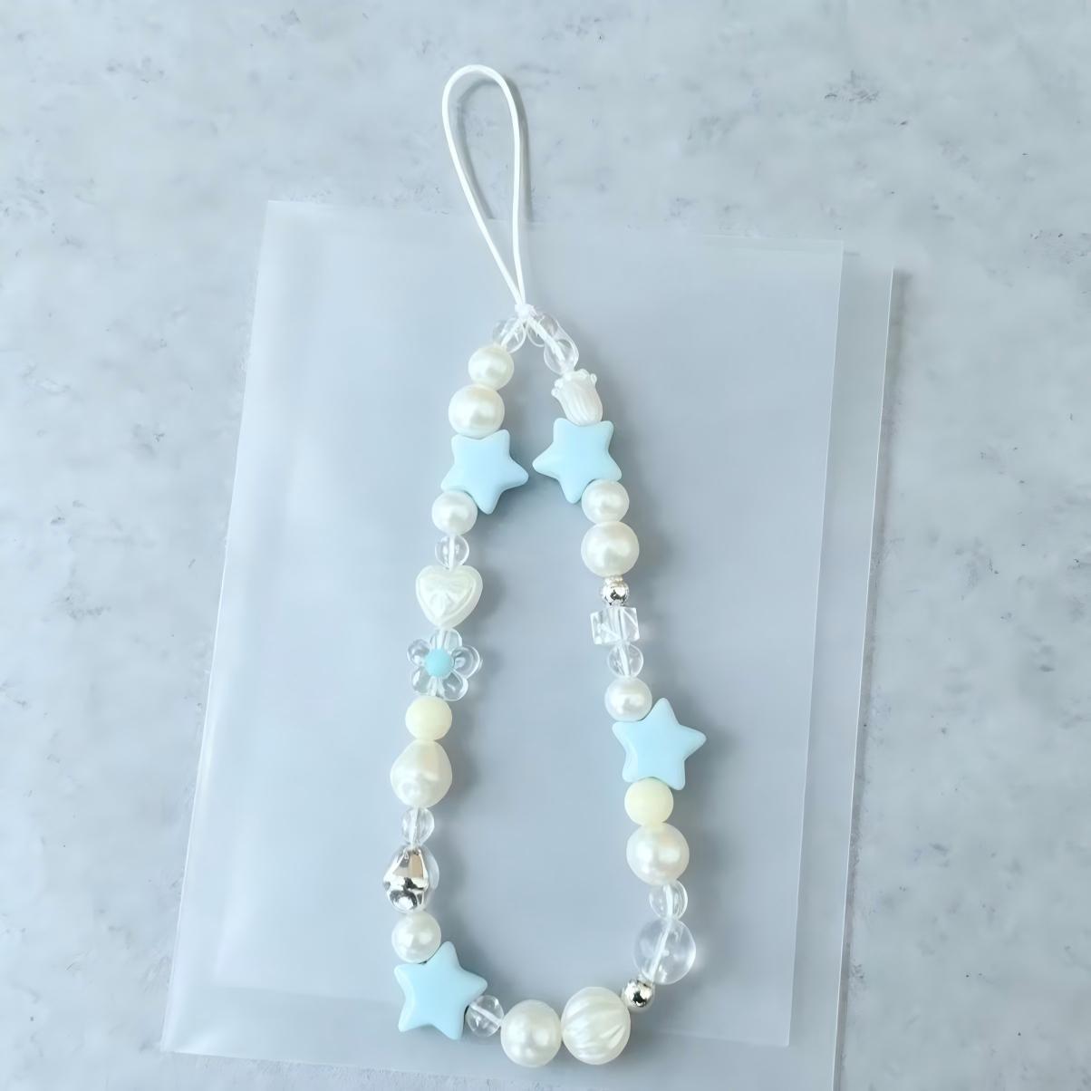Decorative Star and Pearl Phone Charm Acalora