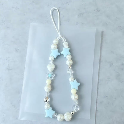 Decorative Star and Pearl Phone Charm Acalora