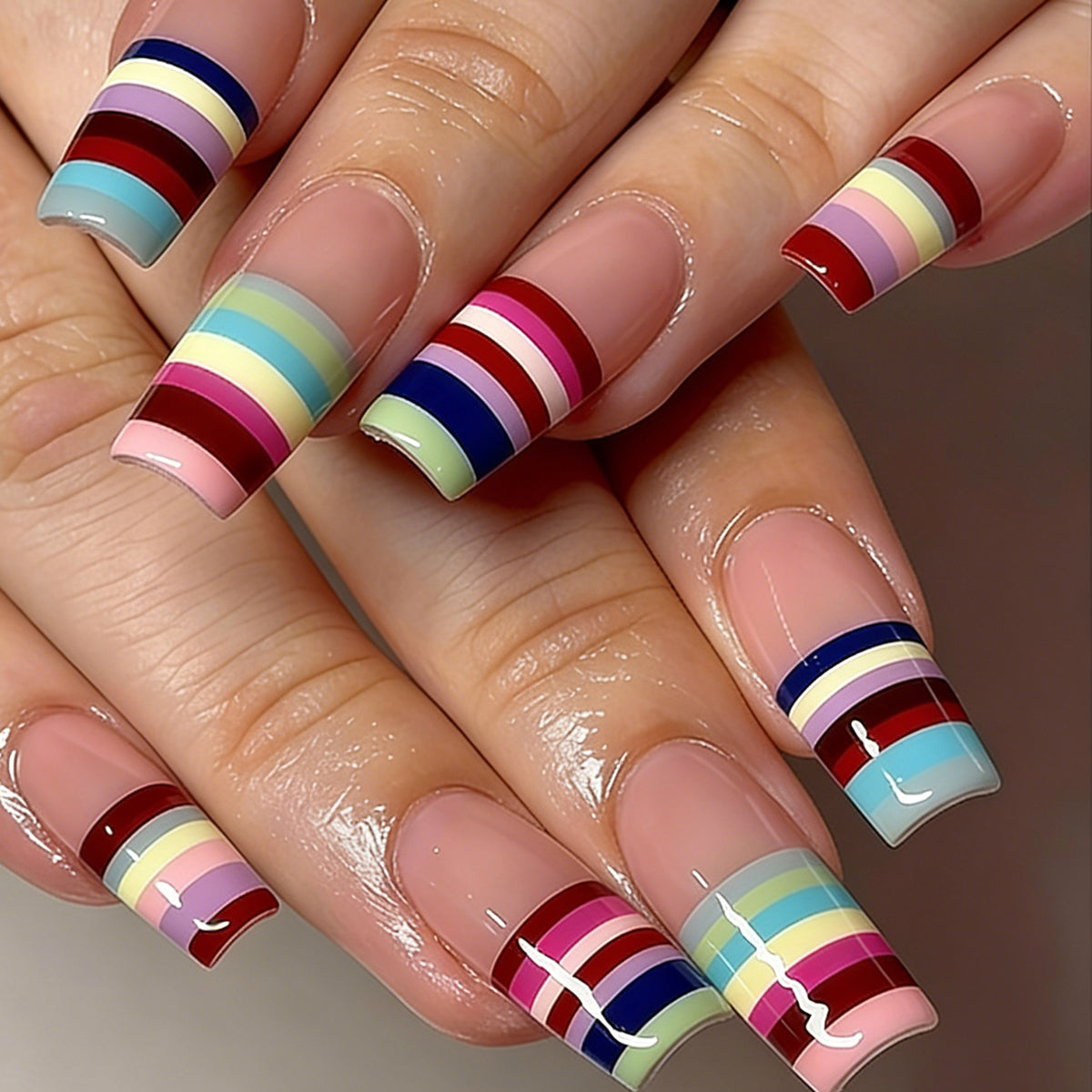 Decorative Long Press-On Nail Art Tips Acalora