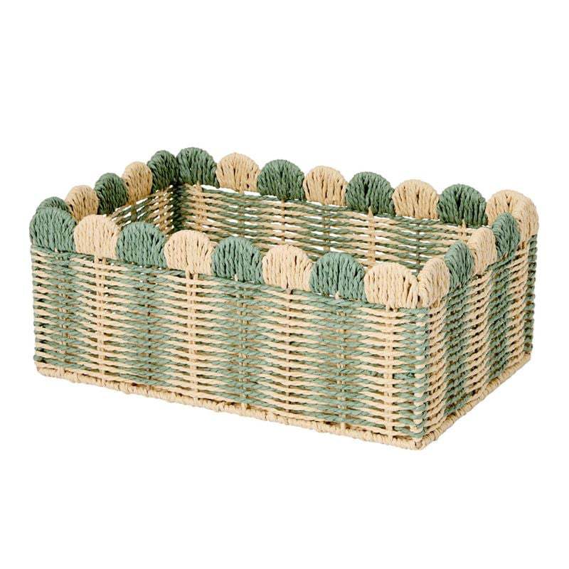 Decorative Woven Storage Basket with Scalloped Edges Acalora