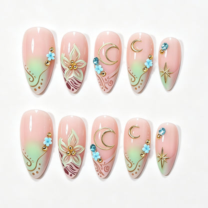 Artistic Stiletto Nail Art Design Acalora