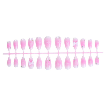 Decorative Press-On Nail Set with Heart and Bow Design Acalora