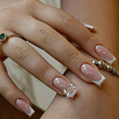 Elegant Glossy Press-On Nails with Jewel Accents Acalora