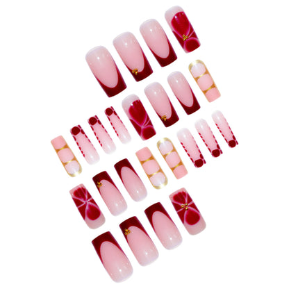 Artistic Gradient Press-On Nail Set with Gold Accents Acalora
