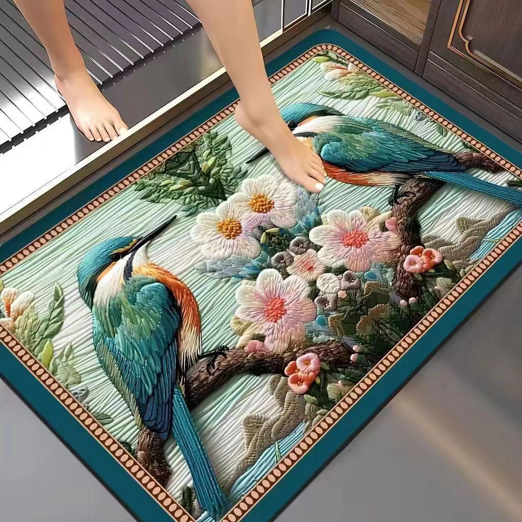 Floral-Embossed Memory Foam Bath Mat
