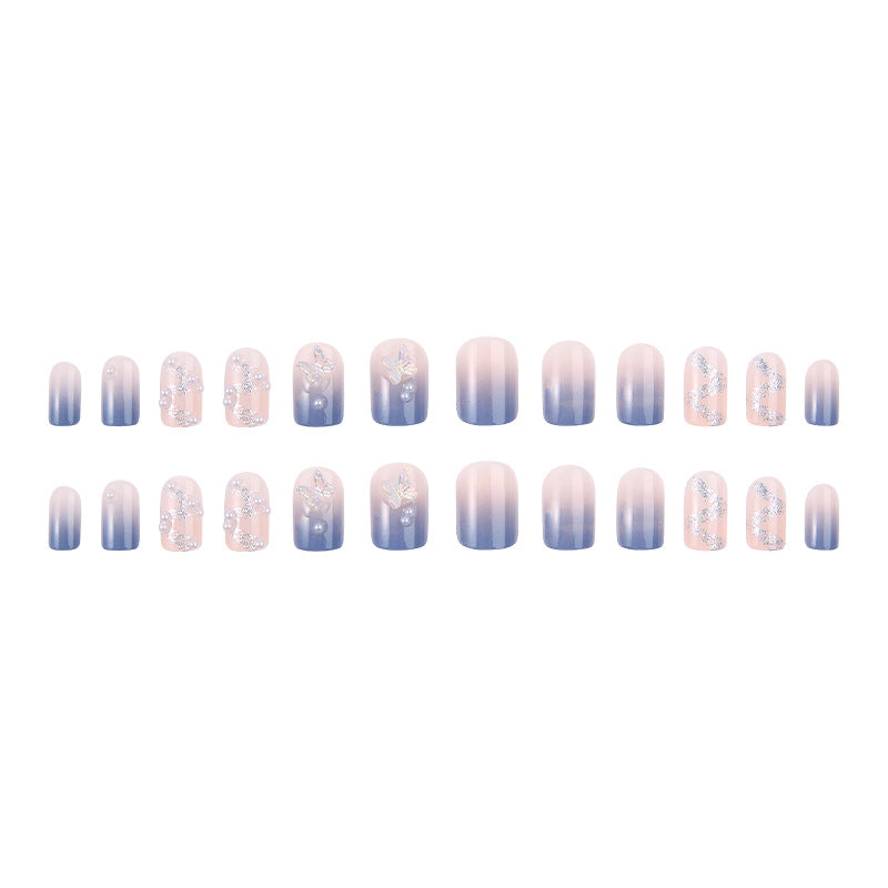 Acrylic nail set with sparkling glitter elements and appealing ombre design Acalora