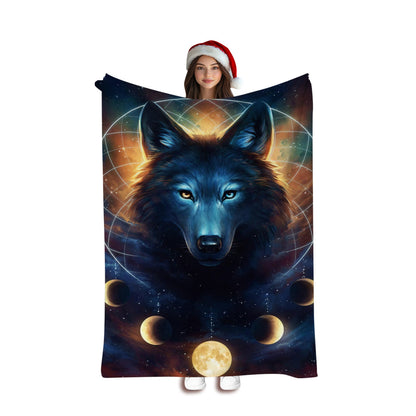 Artistic Wolf-Themed Fleece Blanket