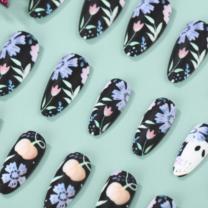 Artificial Nail Set with Creative Halloween Designs Acalora