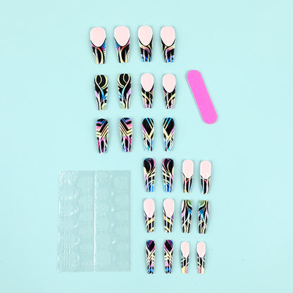 Artificial nail tips with colorful abstract design Acalora