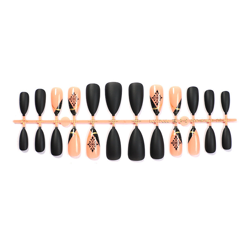 Artistic Matte Press-On Nail Set with Unique Floral Patterns Acalora