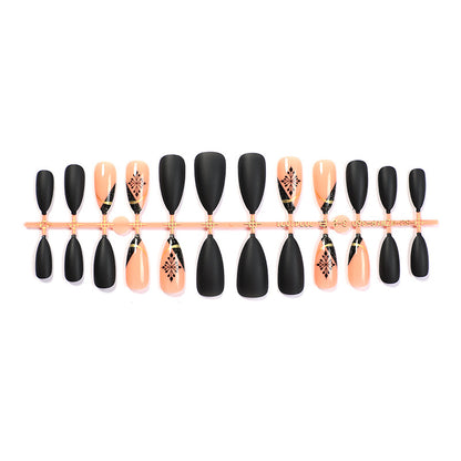 Artistic Matte Press-On Nail Set with Unique Floral Patterns Acalora