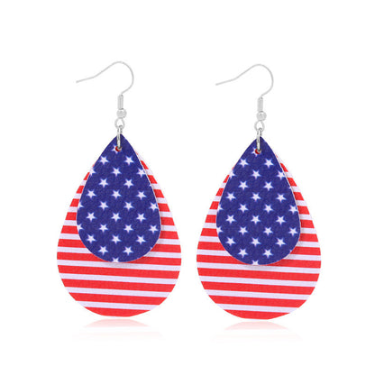 Women's lightweight star earrings with enamel flag design and fishhook Kalsten