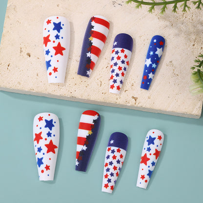 Artificial nails with patriotic star design Acalora
