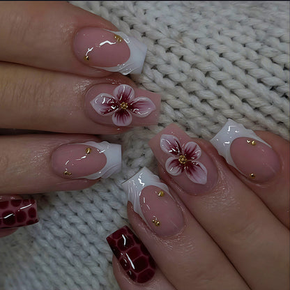 Elegant Floral Acrylic Nail Art Tips Acalora