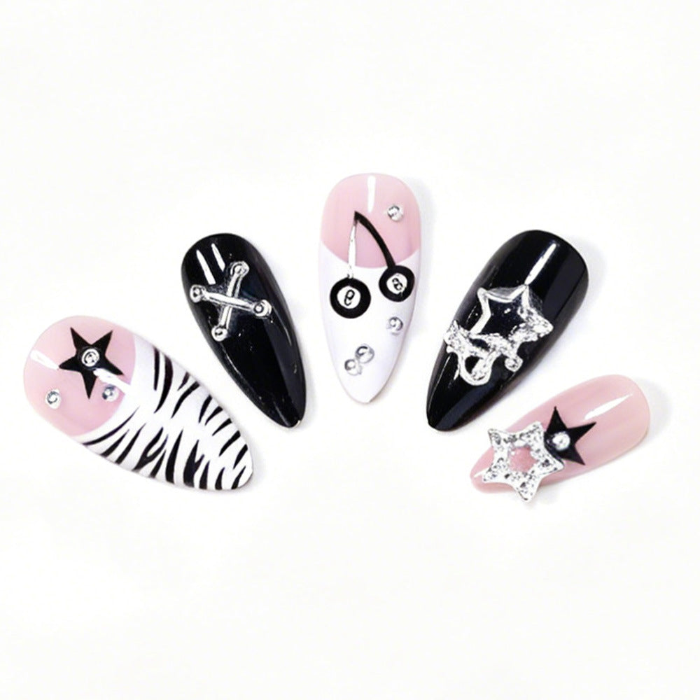 Decorative Press-On Nail Art Tips with Unique Accents Acalora