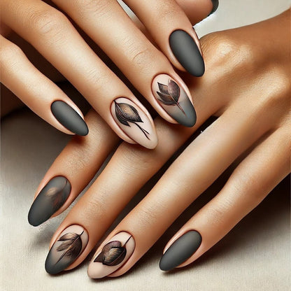 Creative Nail Art Set with Elegant Leaf Patterns Acalora
