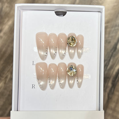 Elegant Stiletto Nail Art Set with Crystal Embellishments Acalora