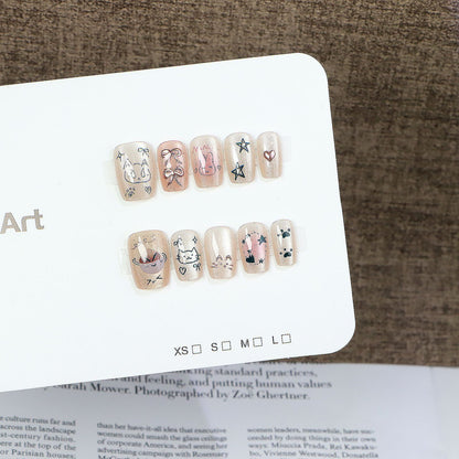 Whimsical Character Press-On Nail Art Acalora