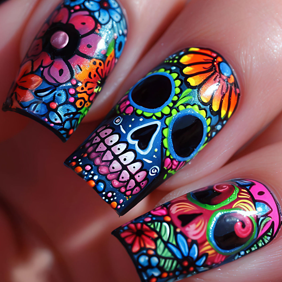 Decorative Skull Design Nail Art Acalora