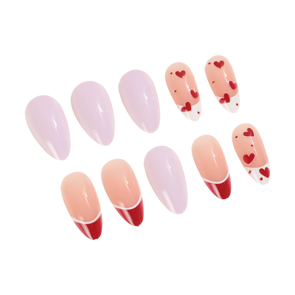 Artificial nails set with romantic heart designs Acalora