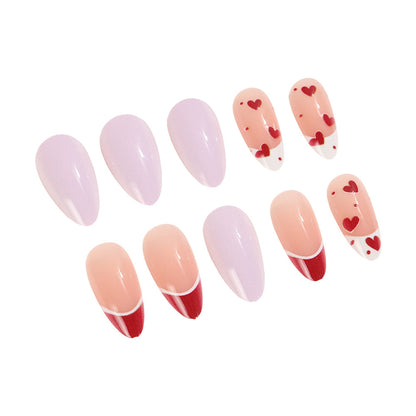 Artificial nails set with romantic heart designs Acalora