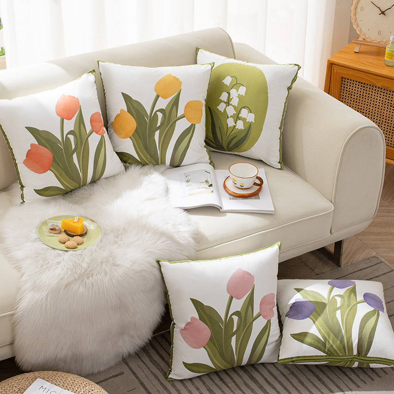 Decorative Floral Print Throw Pillow