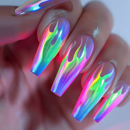 Artistic Flame-Effect Nail Design Acalora