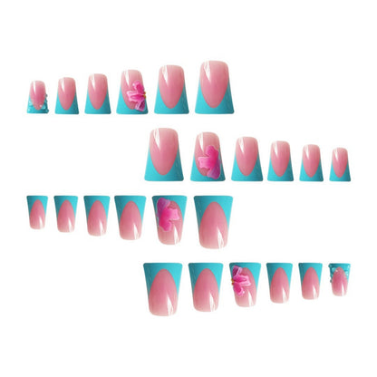 Artistic Press-On Nail Extensions with Floral Accents Acalora