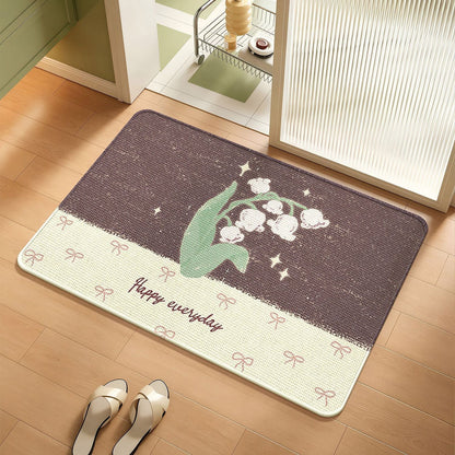 Floral Themed Bathroom Rug