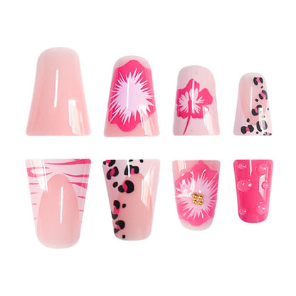 Floral-Decorated Press-On Nail Set Acalora