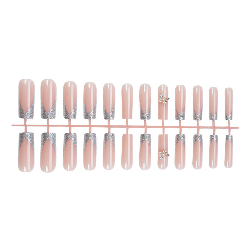 Elegant Silver Glitter Press-On Nail Set Acalora