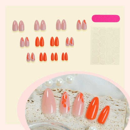 Artistic Press-On Nail Set with Seasonal Floral Designs Acalora